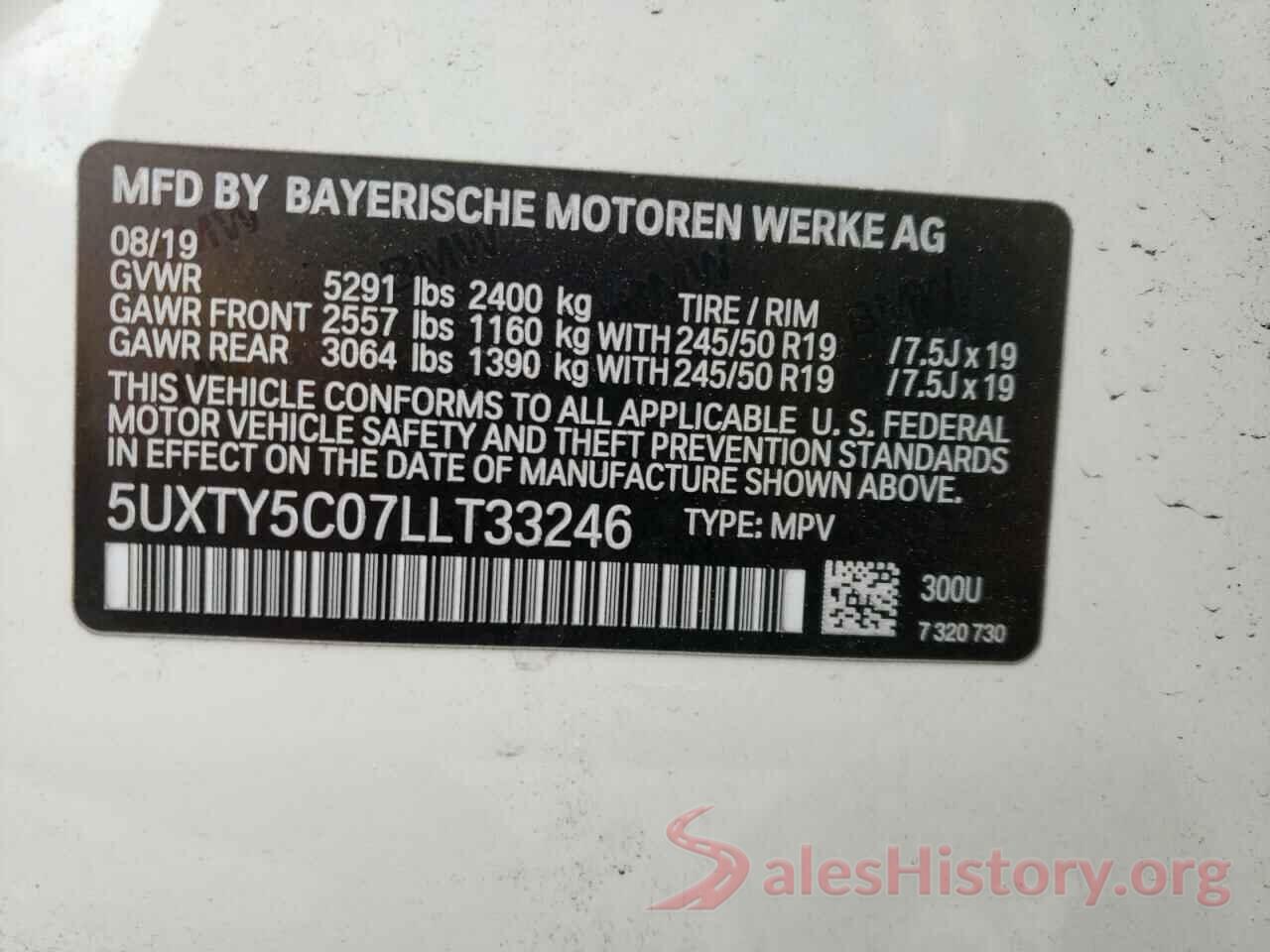 5UXTY5C07LLT33246 2020 BMW X3