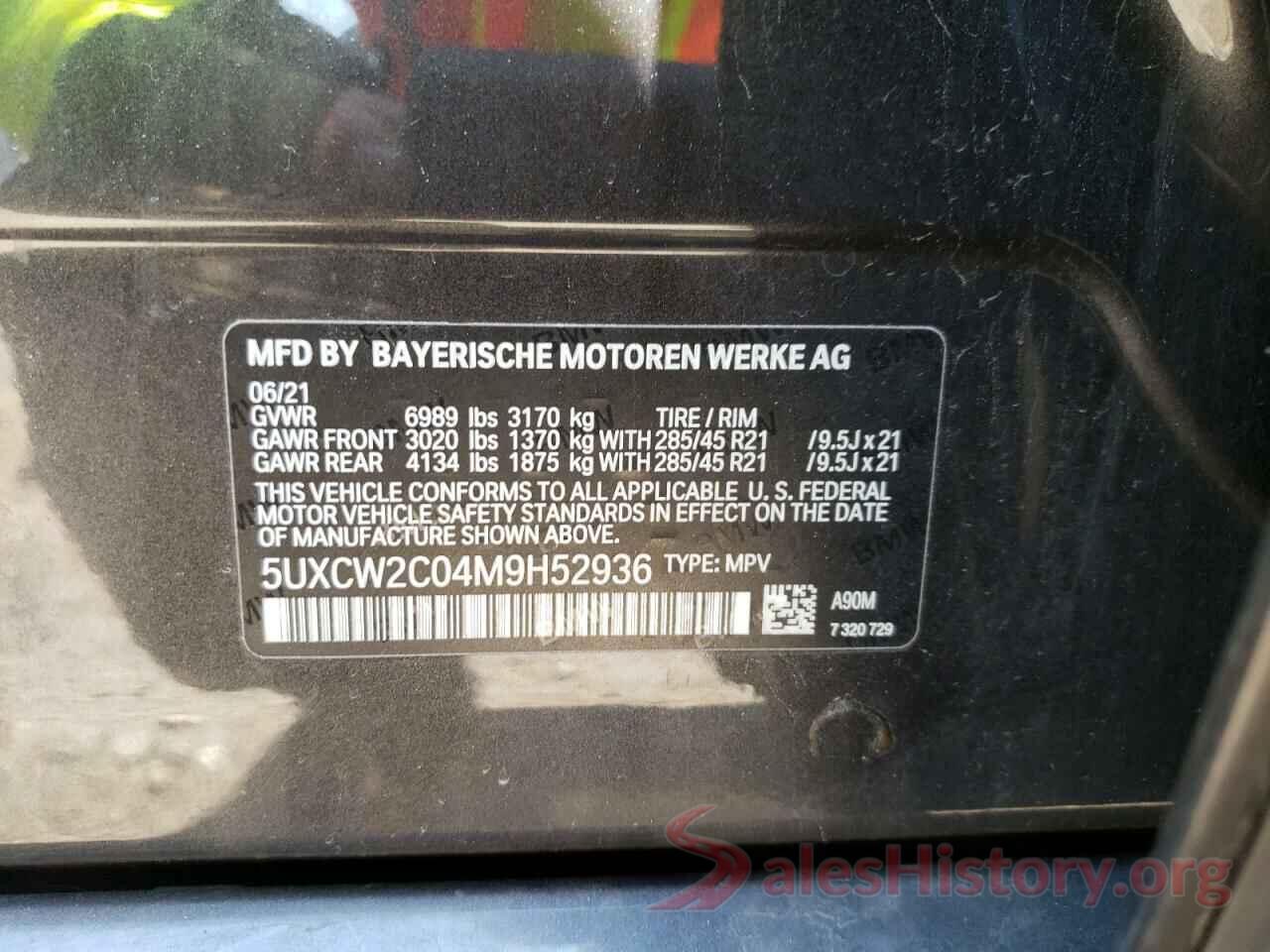 5UXCW2C04M9H52936 2021 BMW X7