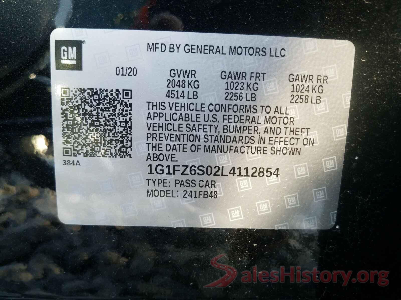 1G1FZ6S02L4112854 2020 CHEVROLET BOLT