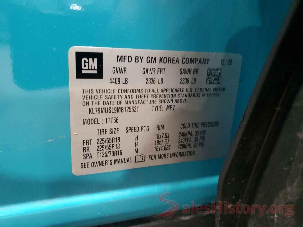 KL79MUSL9MB125631 2021 CHEVROLET TRAILBLZR