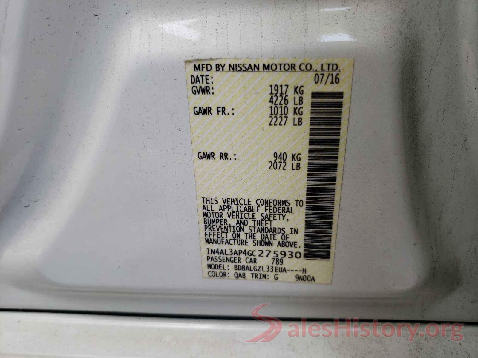 1N4AL3AP4GC275930 2016 NISSAN ALTIMA