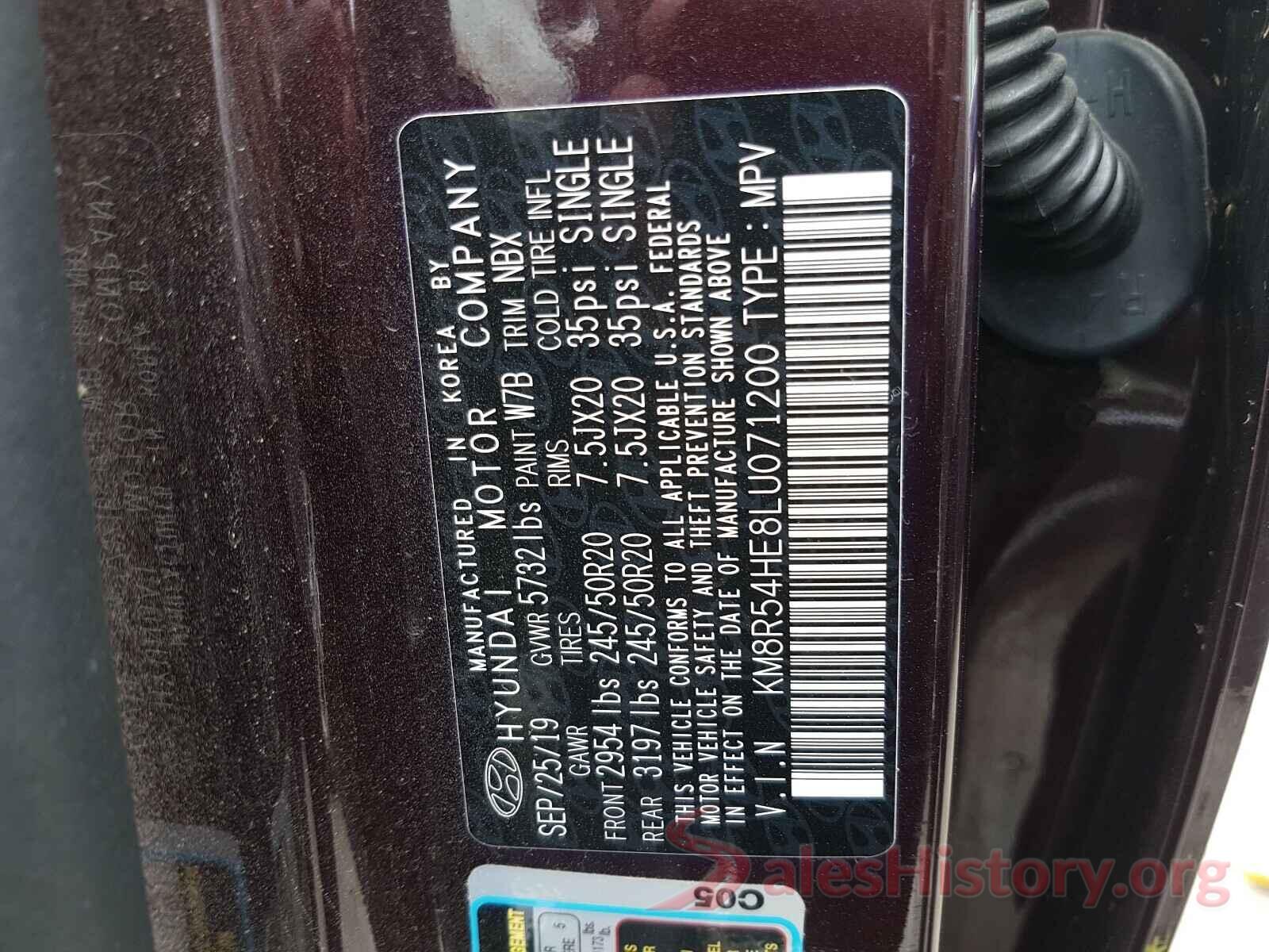 KM8R54HE8LU071200 2020 HYUNDAI PALISADE