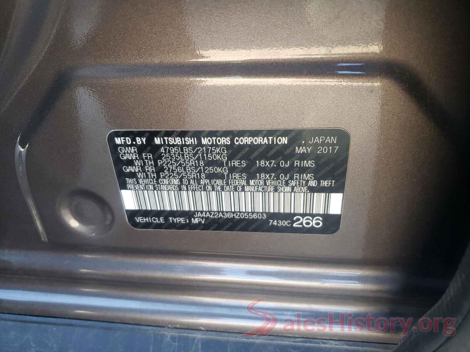 JA4AZ2A36HZ055603 2017 MITSUBISHI OUTLANDER