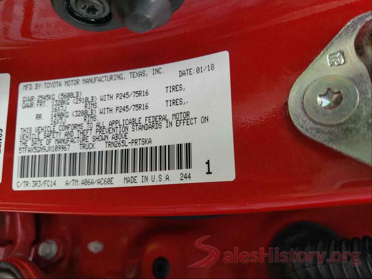 5TFAX5GN9JX109967 2018 TOYOTA TACOMA