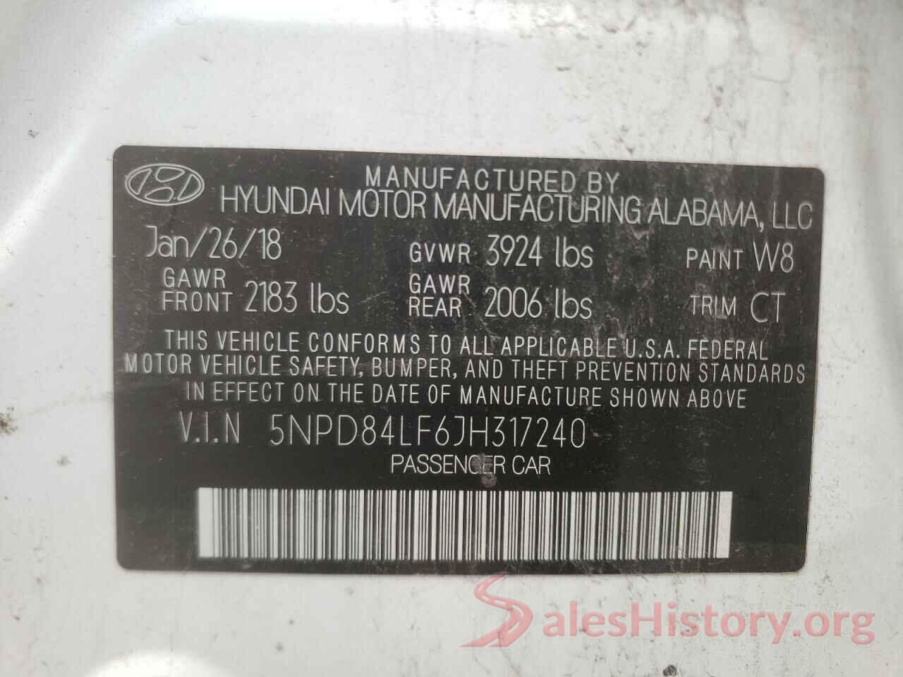 5NPD84LF6JH317240 2018 HYUNDAI ELANTRA