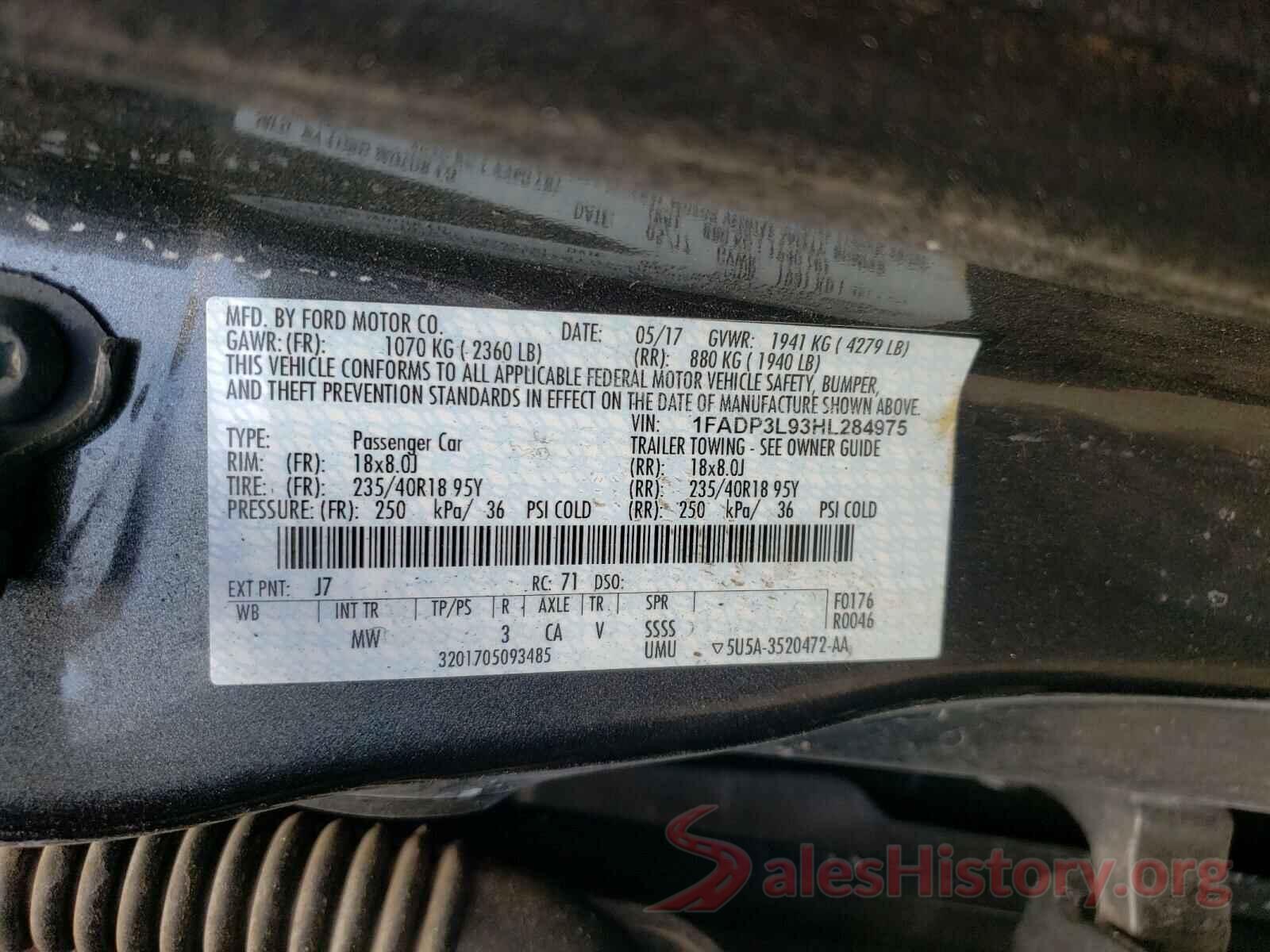 1FADP3L93HL284975 2017 FORD FOCUS