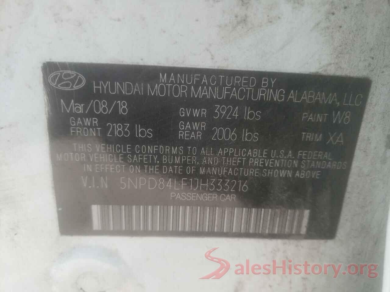 5NPD84LF1JH333216 2018 HYUNDAI ELANTRA