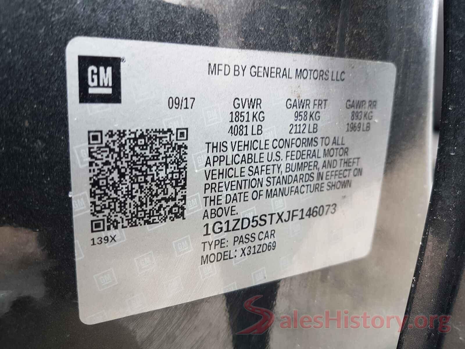 1G1ZD5STXJF146073 2018 CHEVROLET MALIBU