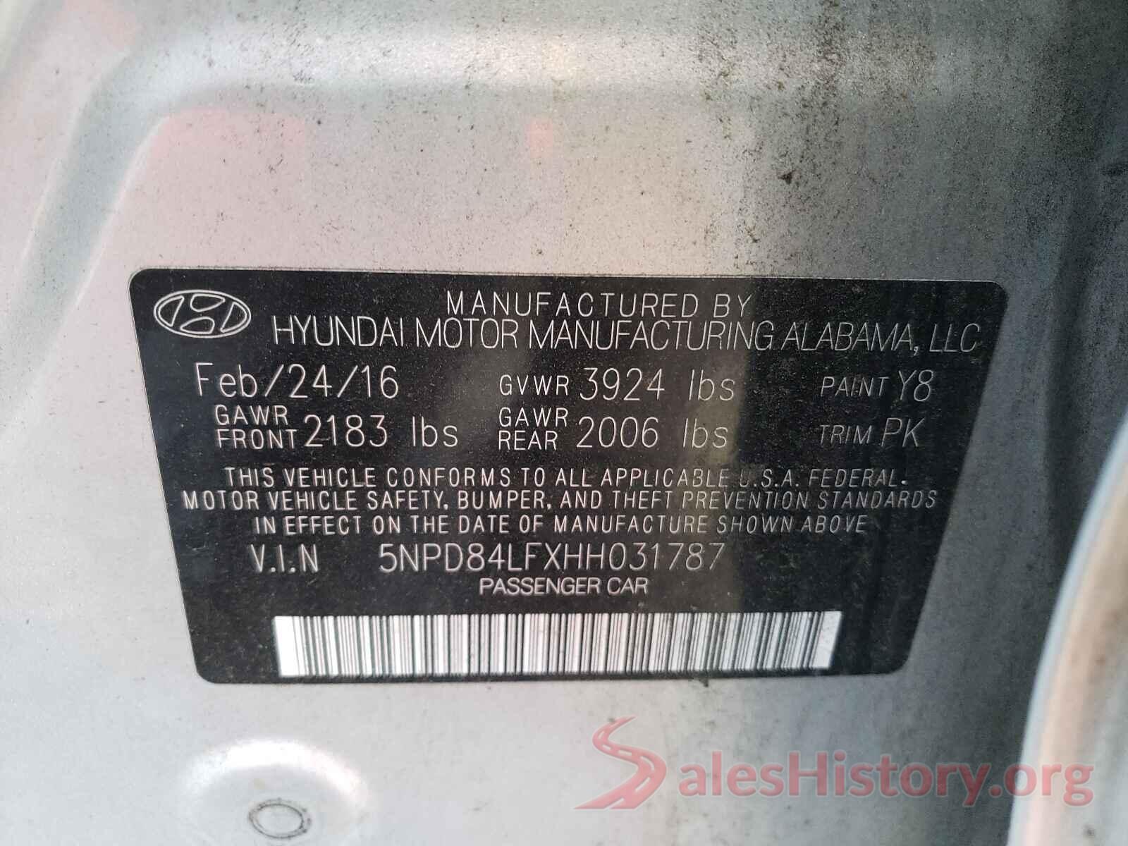 5NPD84LFXHH031787 2017 HYUNDAI ELANTRA