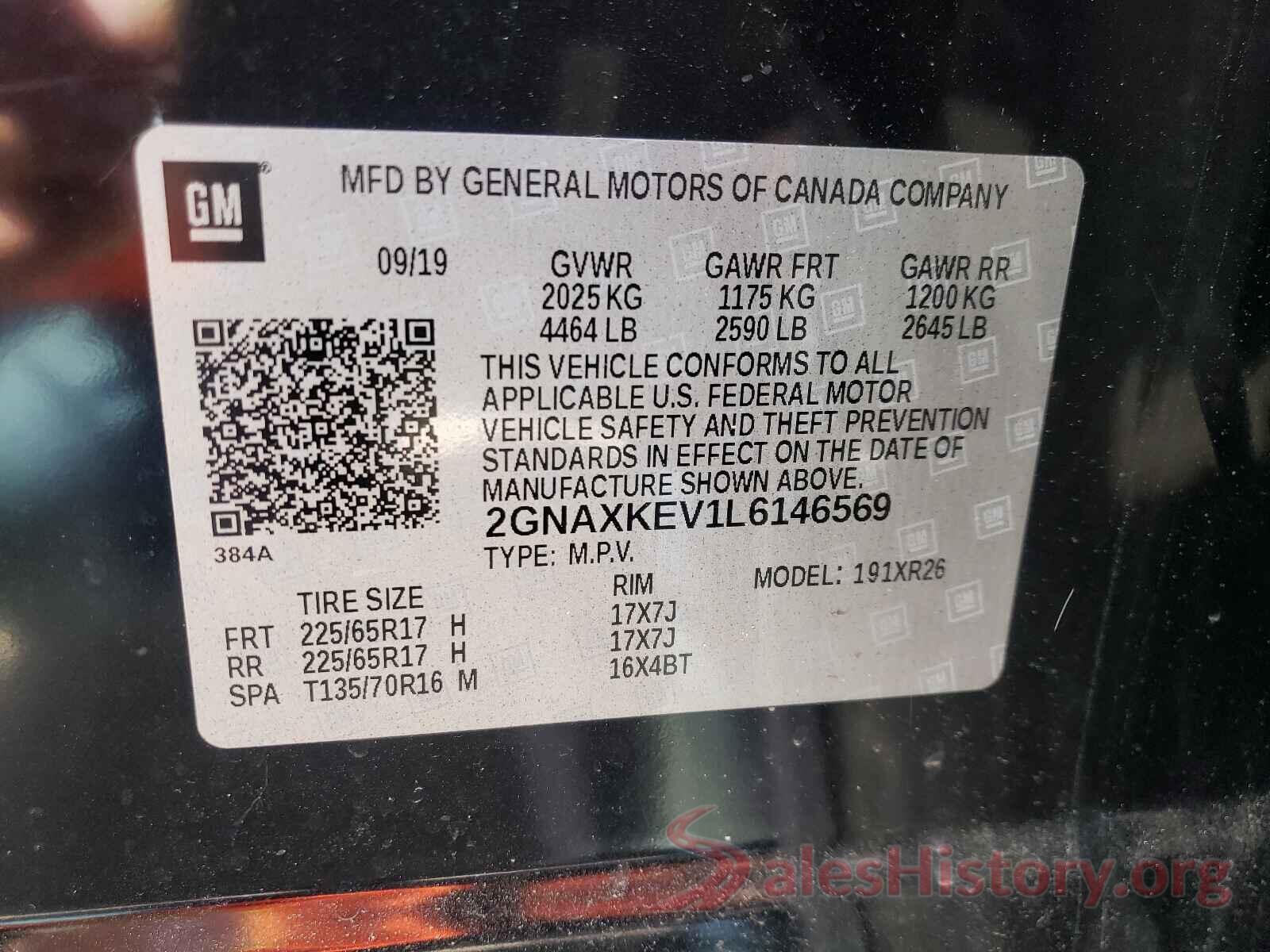 2GNAXKEV1L6146569 2020 CHEVROLET EQUINOX