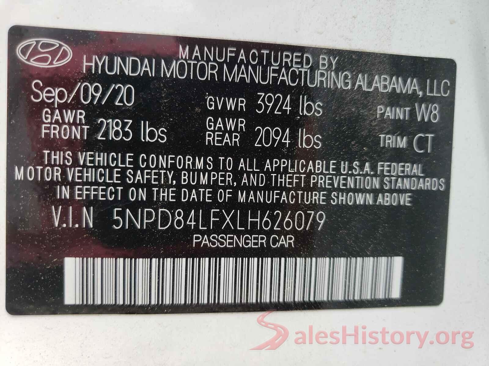 5NPD84LFXLH626079 2020 HYUNDAI ELANTRA