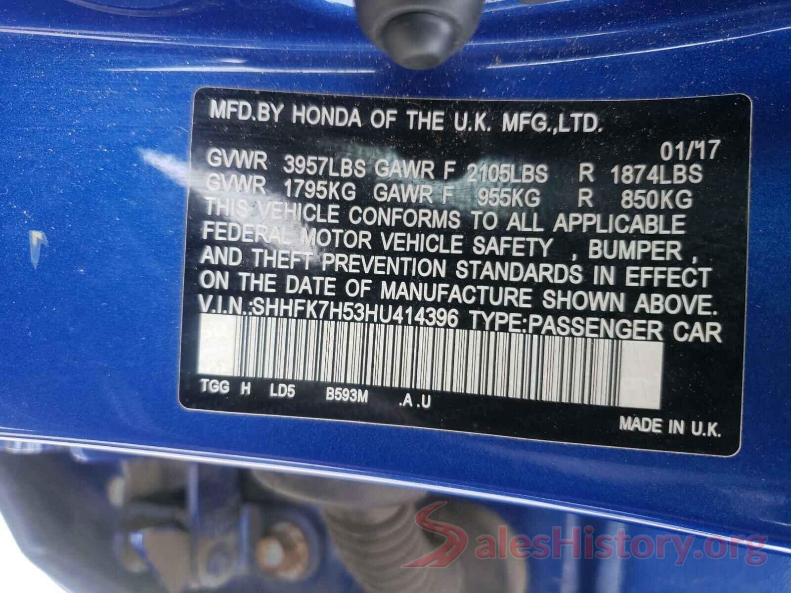 SHHFK7H53HU414396 2017 HONDA CIVIC