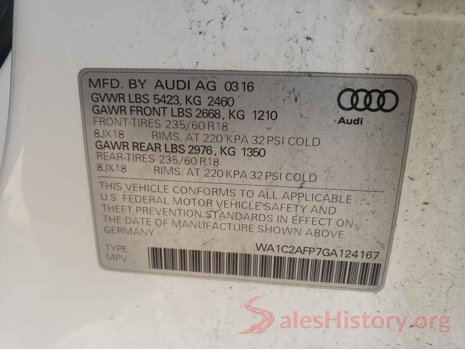 WA1C2AFP7GA124167 2016 AUDI Q5