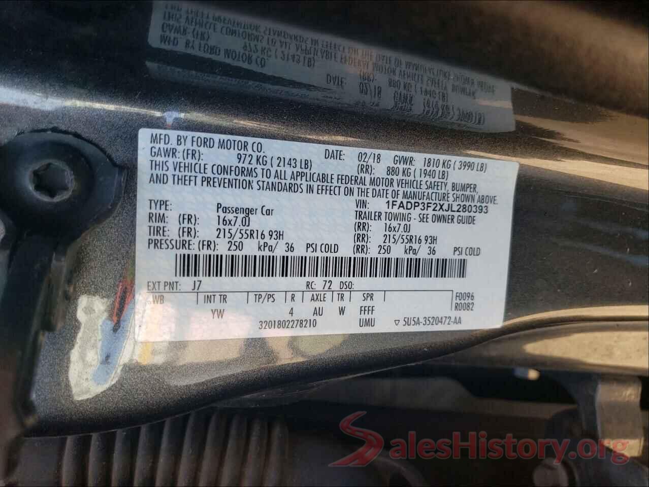 1FADP3F2XJL280393 2018 FORD FOCUS