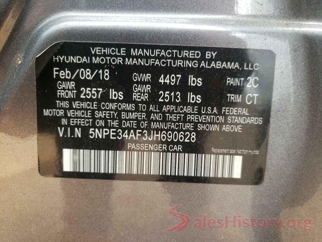 5NPE34AF3JH690628 2018 HYUNDAI SONATA