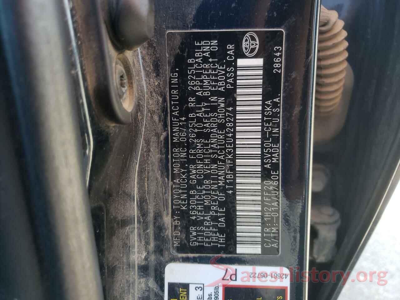 4T1BF1FK3EU428274 2014 TOYOTA CAMRY