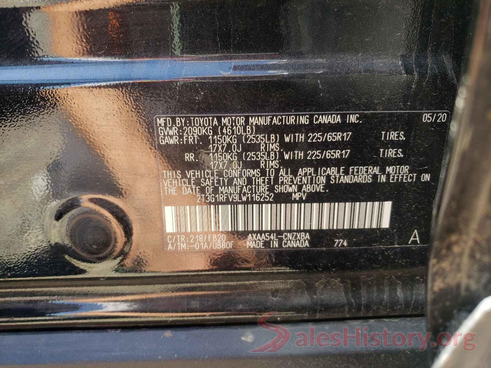 2T3G1RFV9LW116252 2020 TOYOTA RAV4