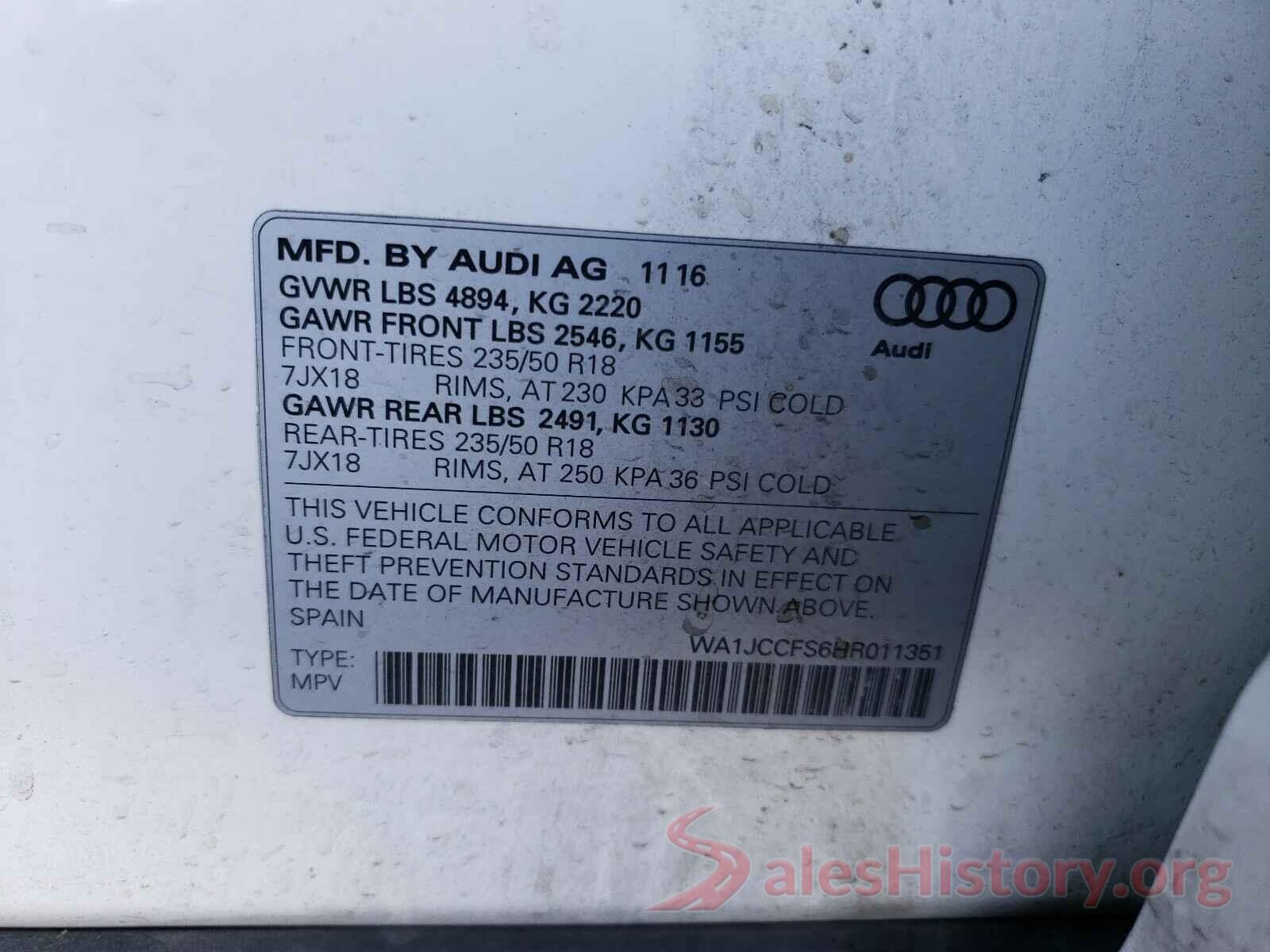 WA1JCCFS6HR011351 2017 AUDI Q3