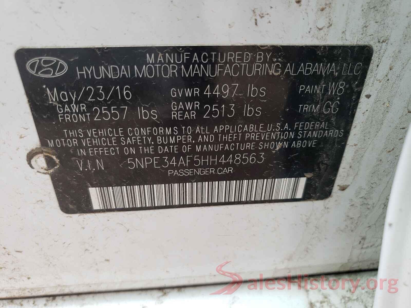 5NPE34AF5HH448563 2017 HYUNDAI SONATA