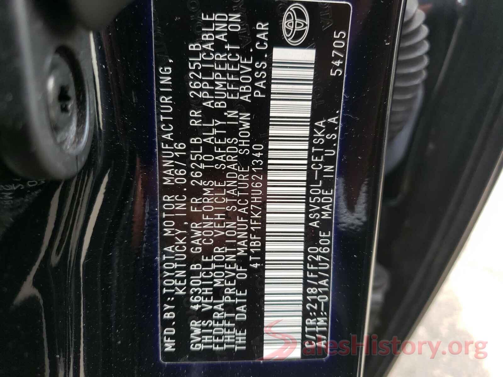 4T1BF1FK7HU621340 2017 TOYOTA CAMRY