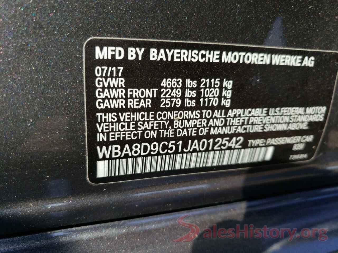 WBA8D9C51JA012542 2018 BMW 3 SERIES