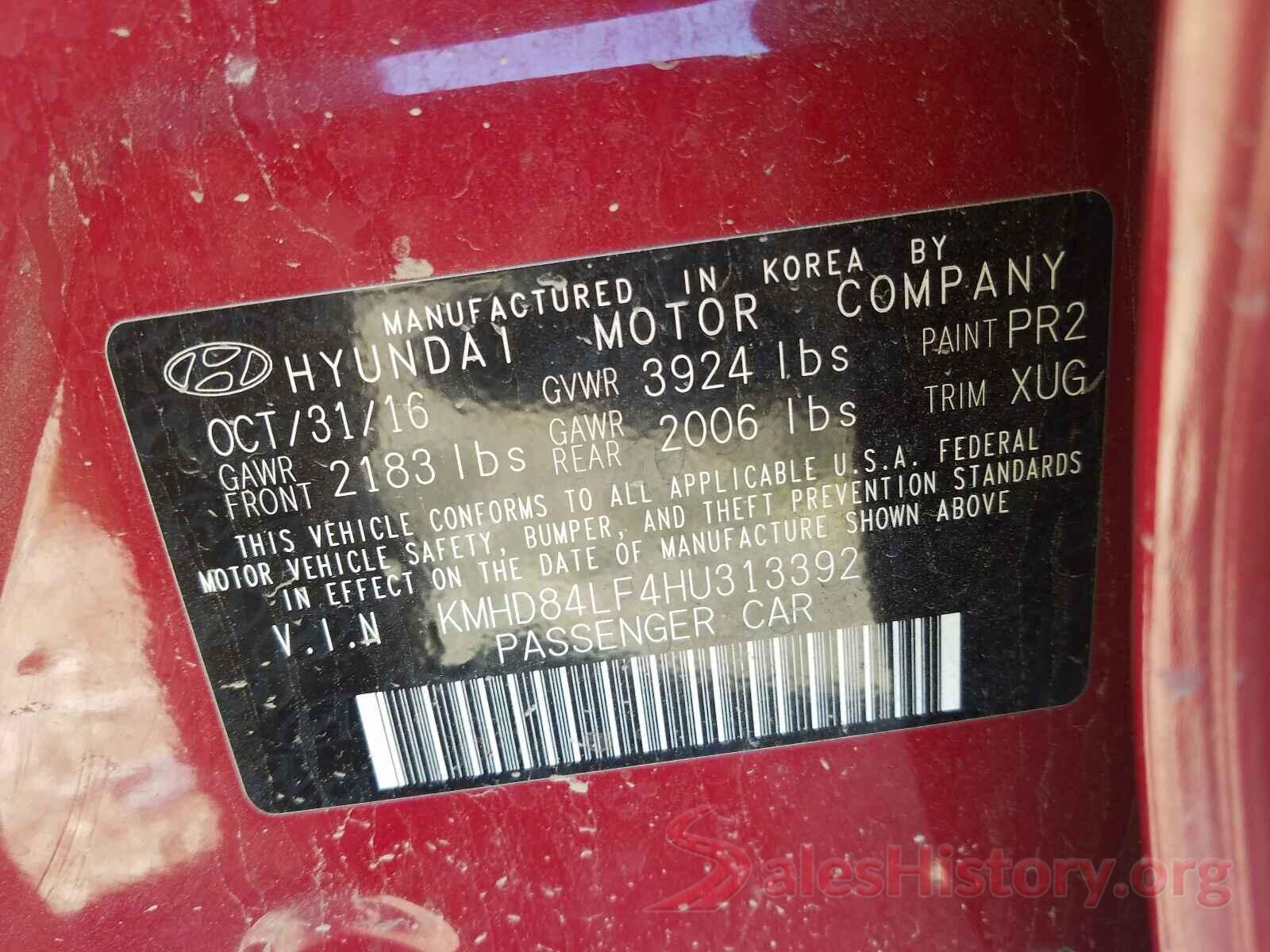 KMHD84LF4HU313392 2017 HYUNDAI ELANTRA