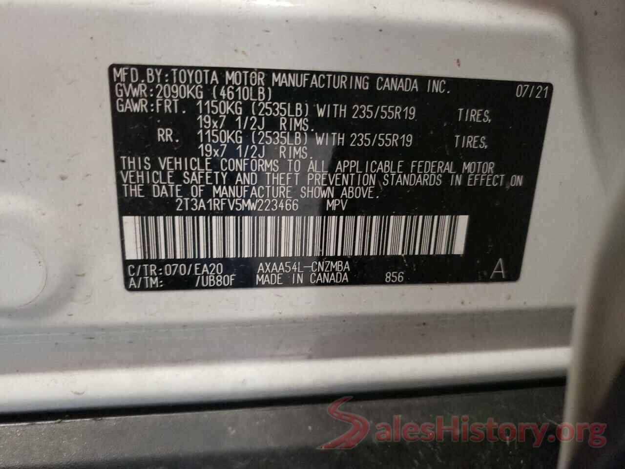 2T3A1RFV5MW223466 2021 TOYOTA RAV4