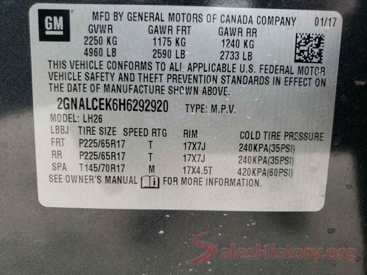 2GNALCEK6H6292920 2017 CHEVROLET EQUINOX