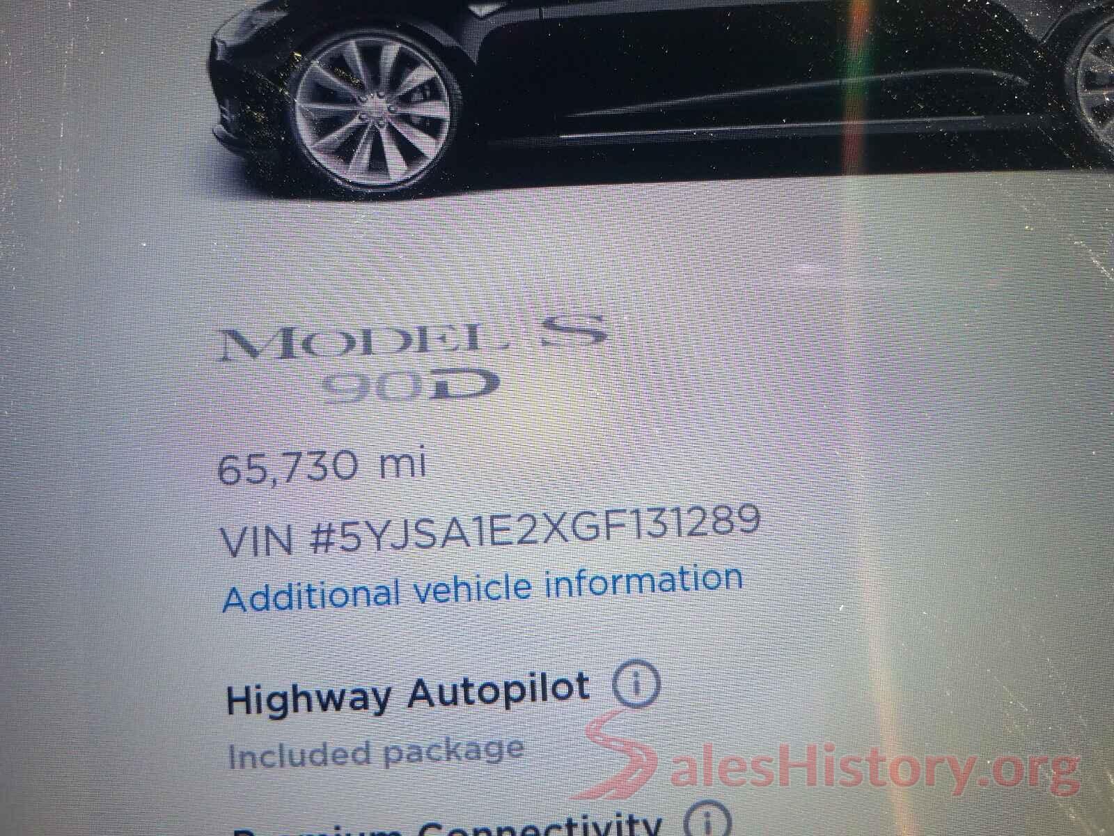 5YJSA1E2XGF131289 2016 TESLA MODEL S