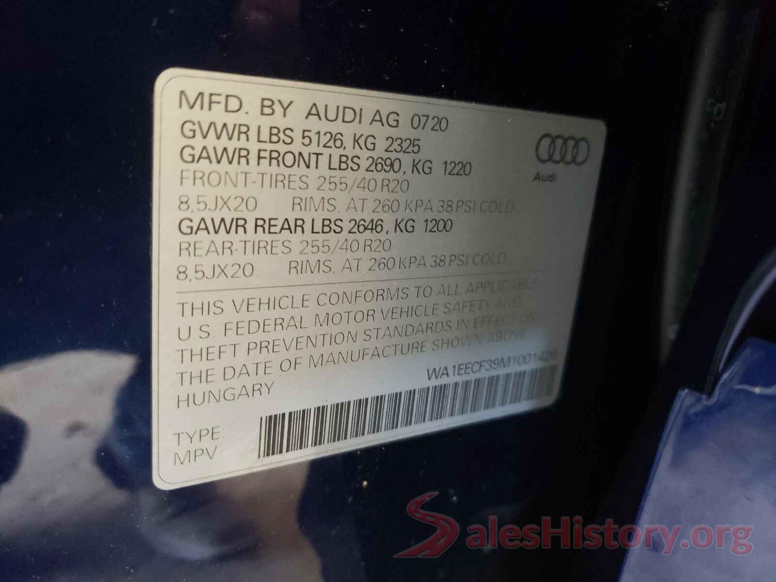 WA1EECF39M1001426 2021 AUDI Q3