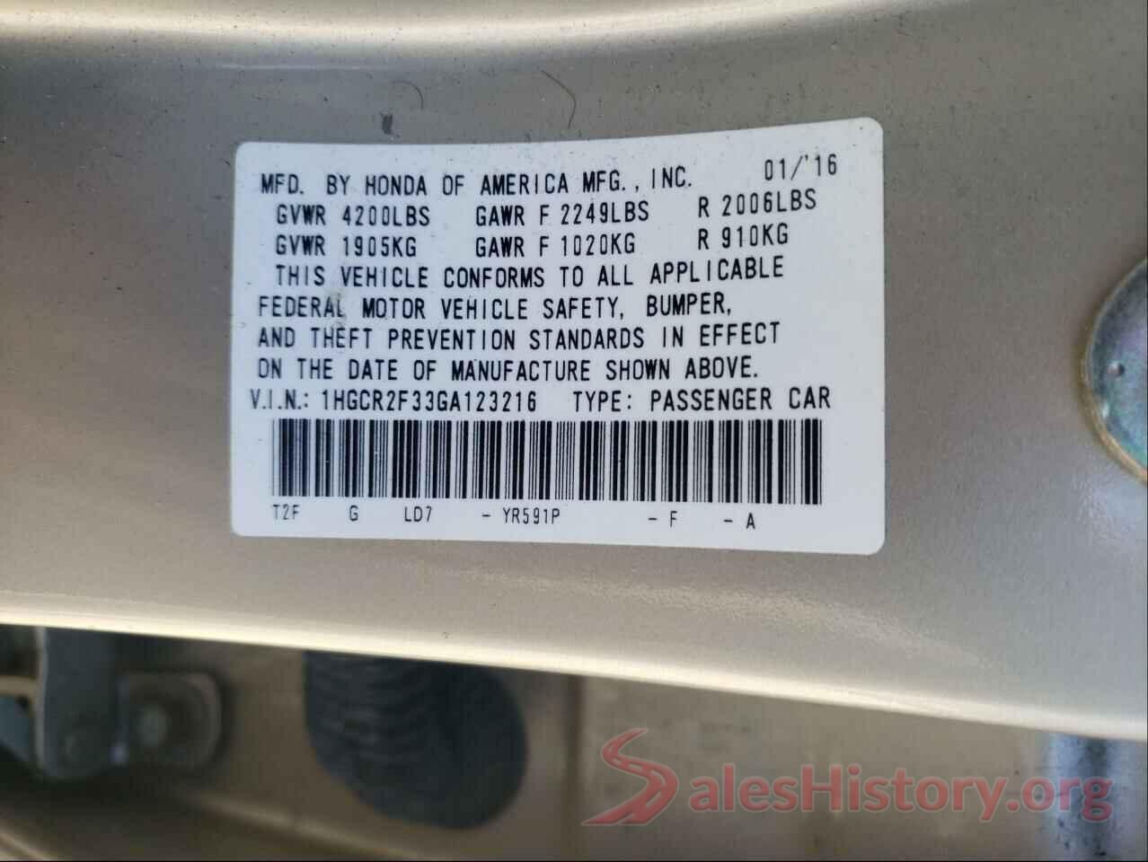 1HGCR2F33GA123216 2016 HONDA ACCORD