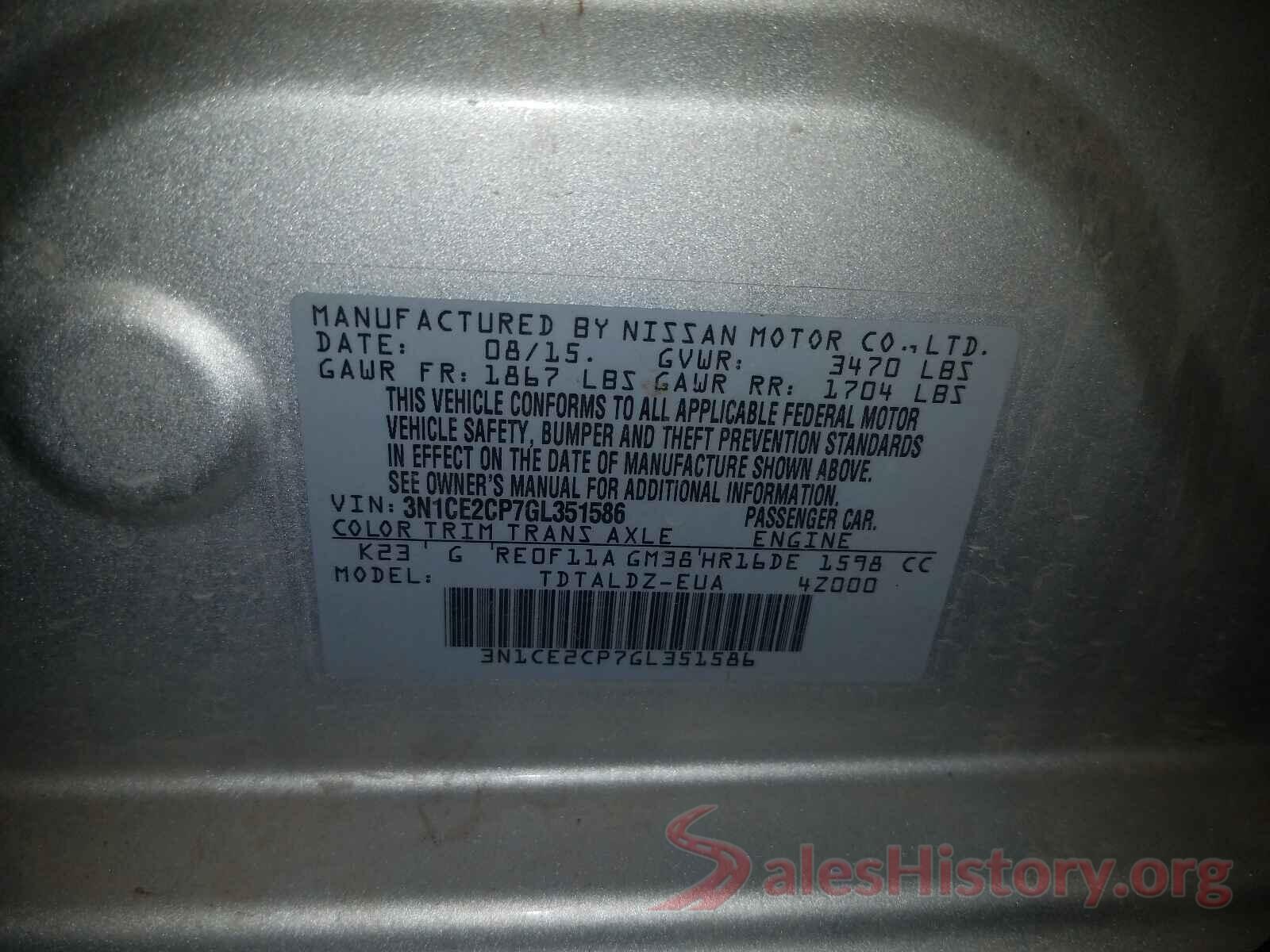 3N1CE2CP7GL351586 2016 NISSAN VERSA