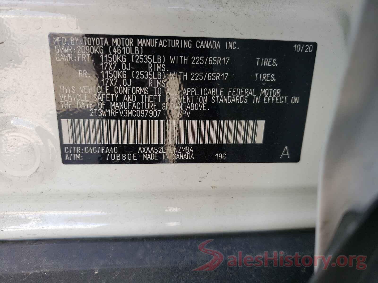 2T3W1RFV3MC097907 2021 TOYOTA RAV4