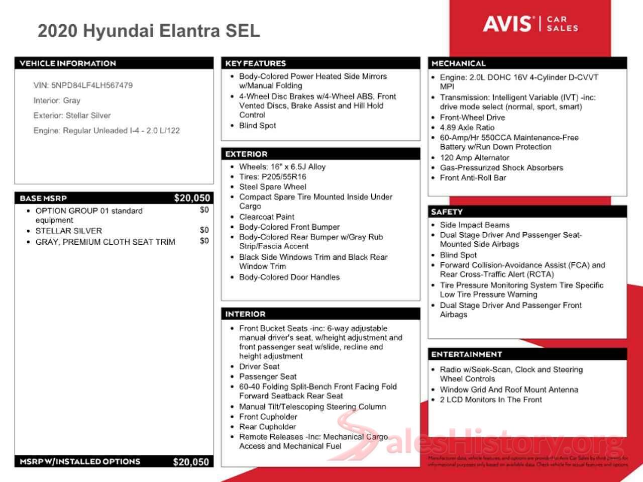 5NPD84LF4LH567479 2020 HYUNDAI ELANTRA