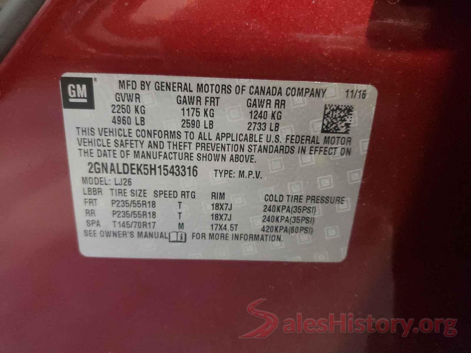 2GNALDEK5H1543316 2017 CHEVROLET EQUINOX