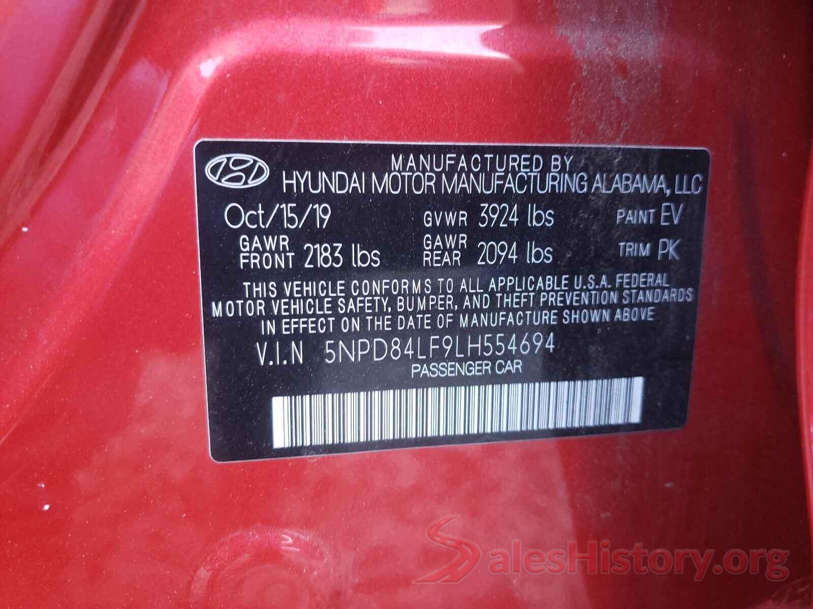 5NPD84LF9LH554694 2020 HYUNDAI ELANTRA