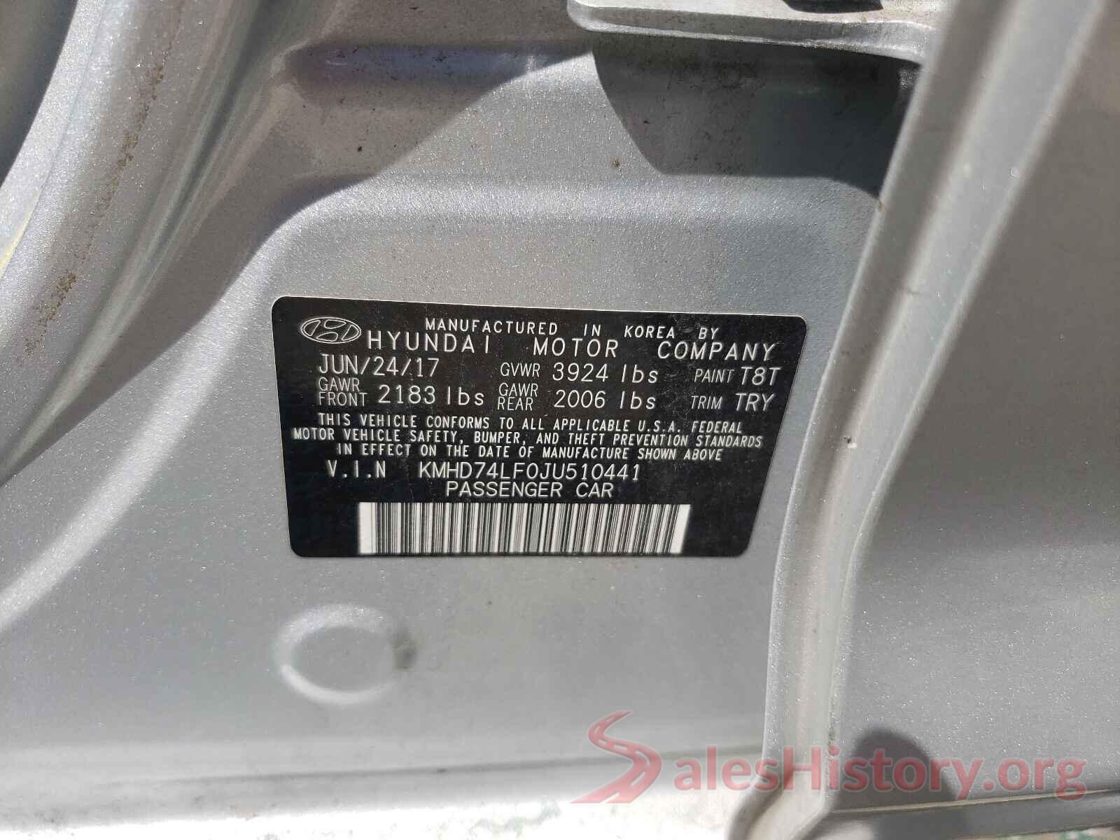 KMHD74LF0JU510441 2018 HYUNDAI ELANTRA