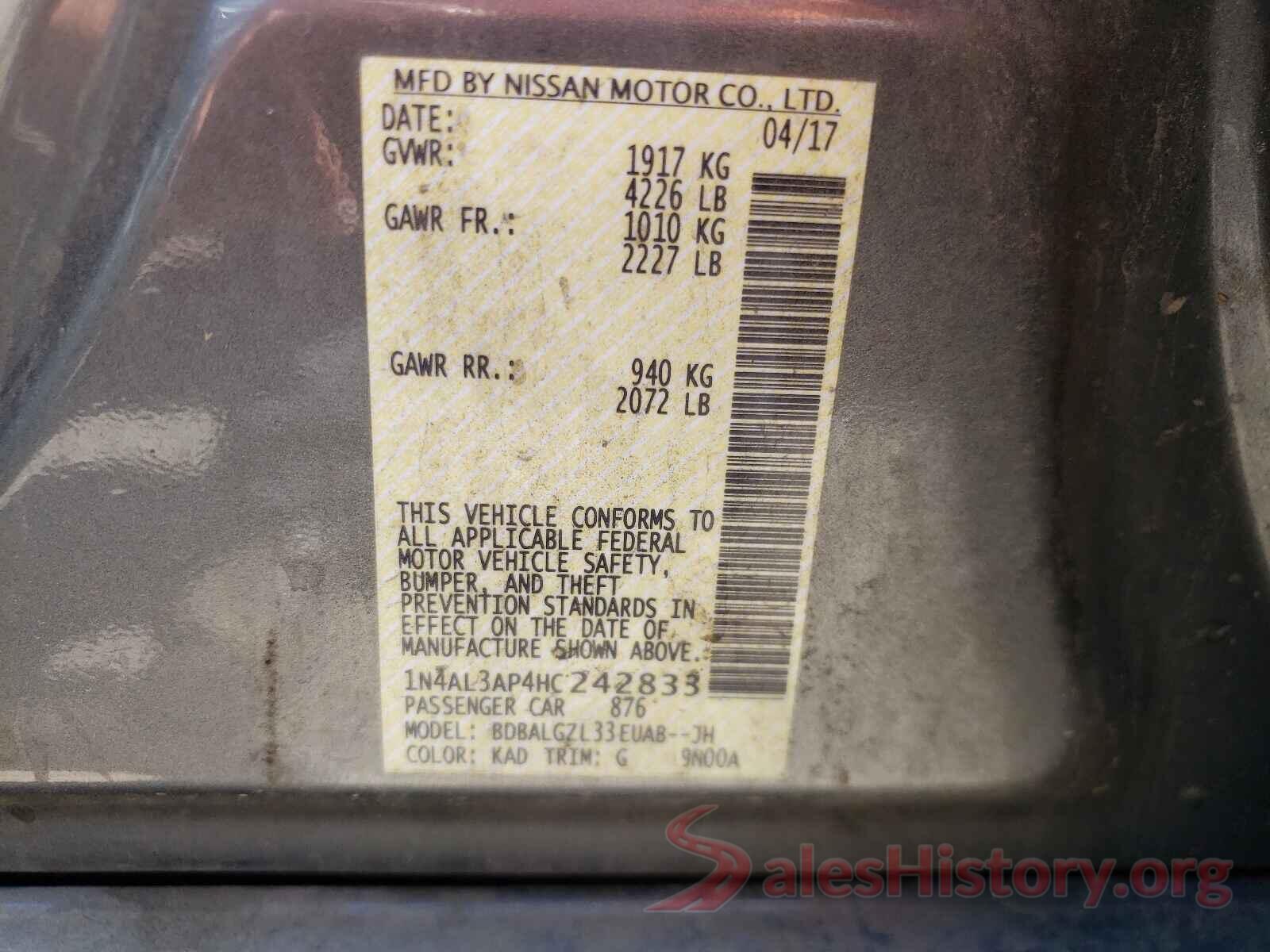 1N4AL3AP4HC242833 2017 NISSAN ALTIMA