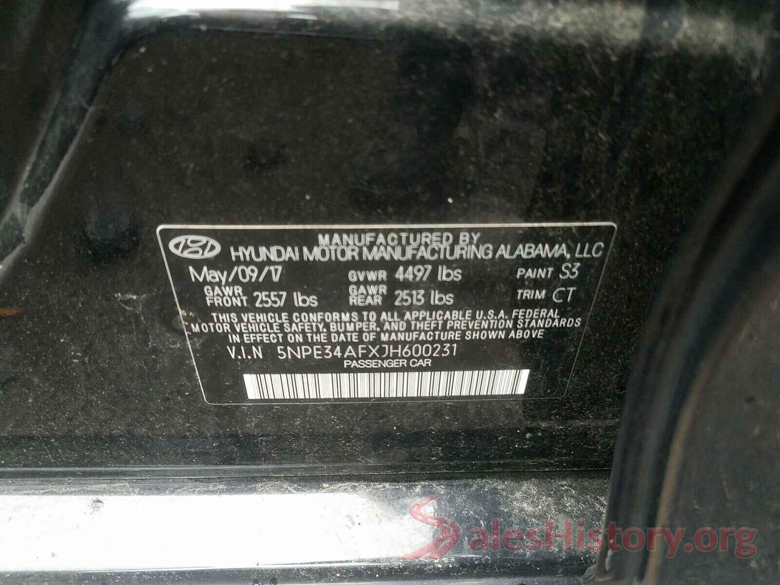 5NPE34AFXJH600231 2018 HYUNDAI SONATA