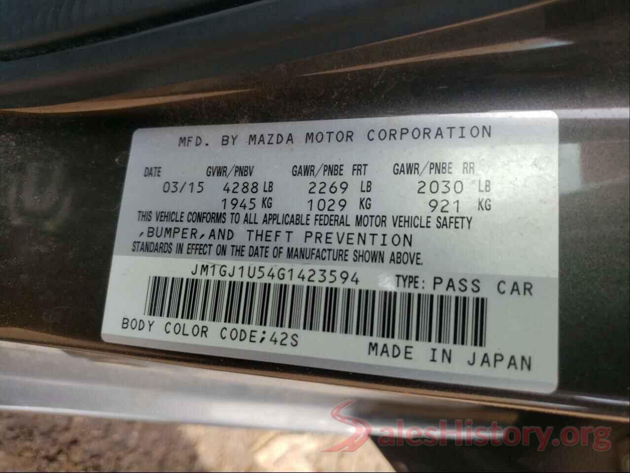 JM1GJ1U54G1423594 2016 MAZDA 6