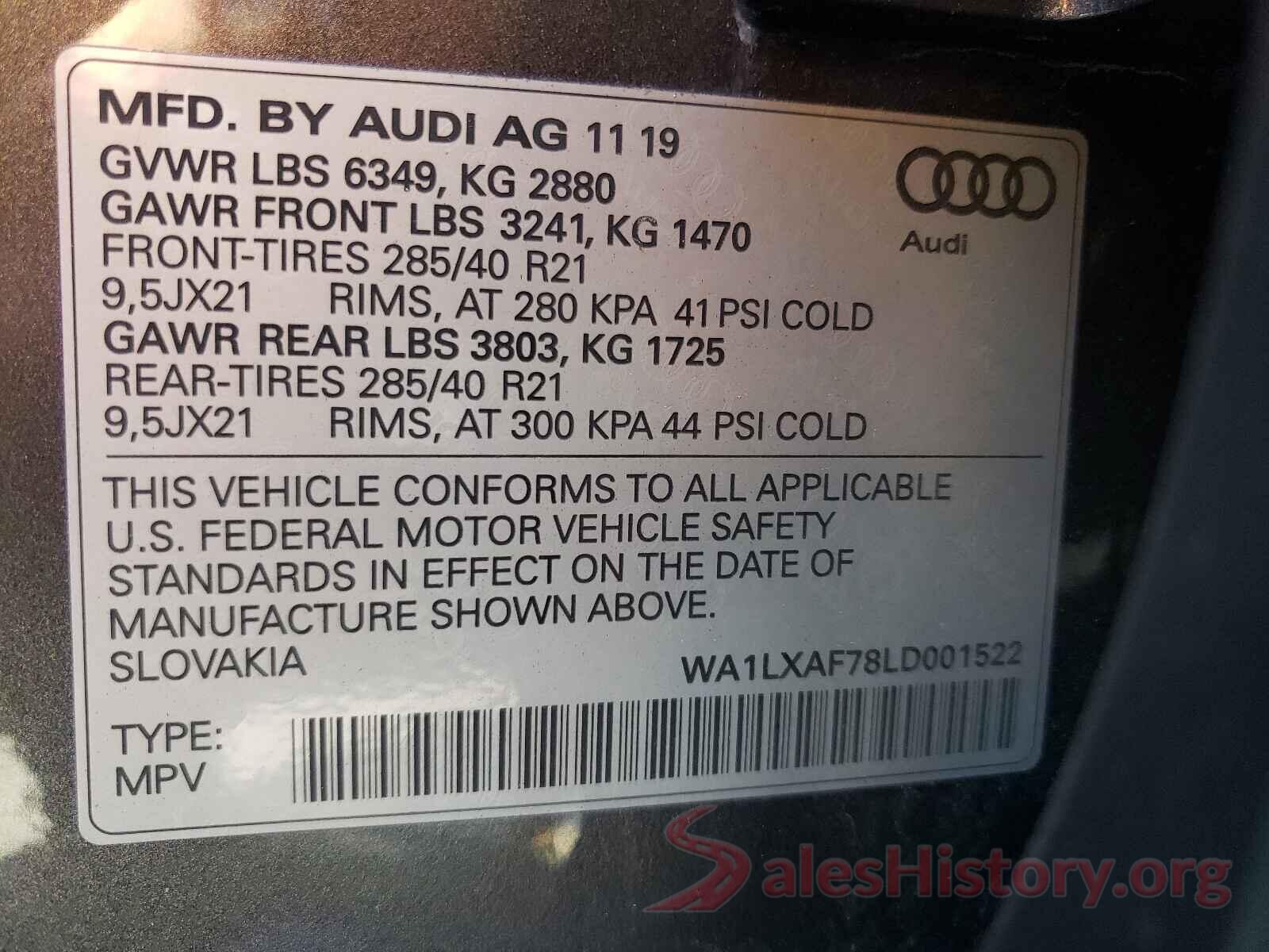 WA1LXAF78LD001522 2020 AUDI Q7