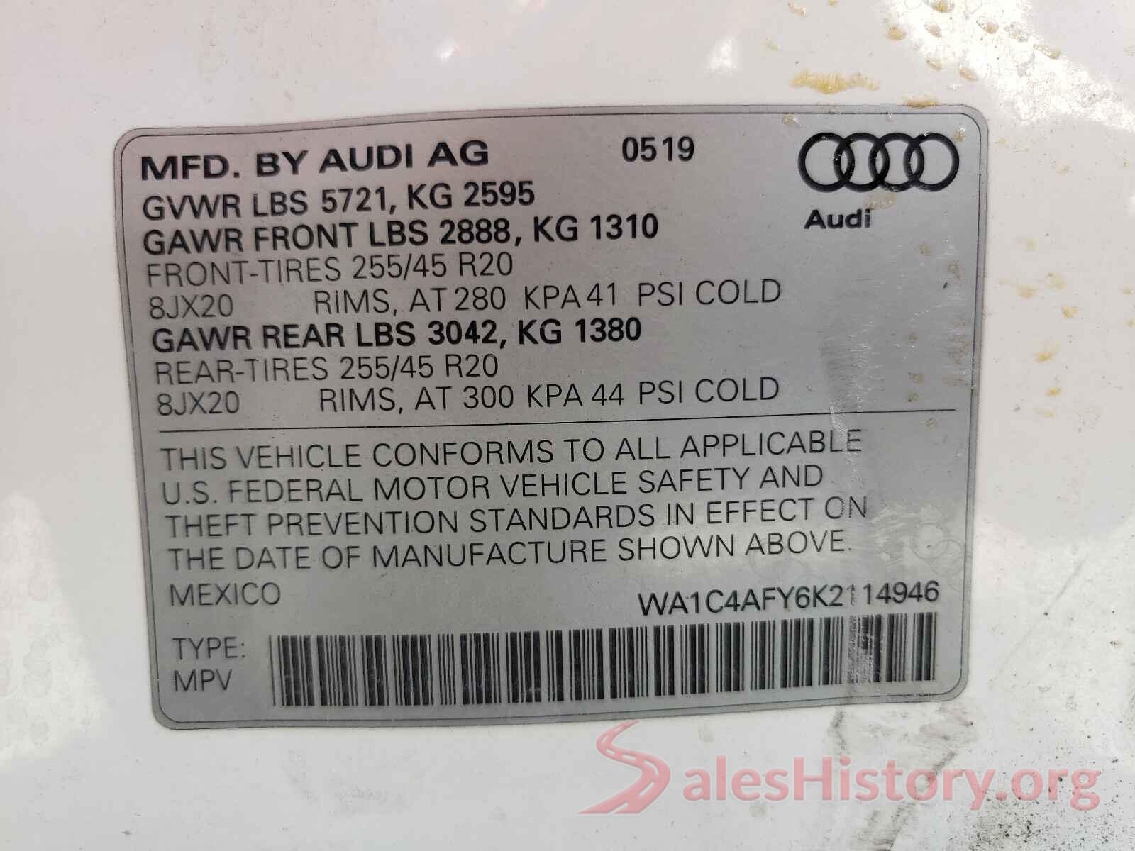 WA1C4AFY6K2114946 2019 AUDI SQ5