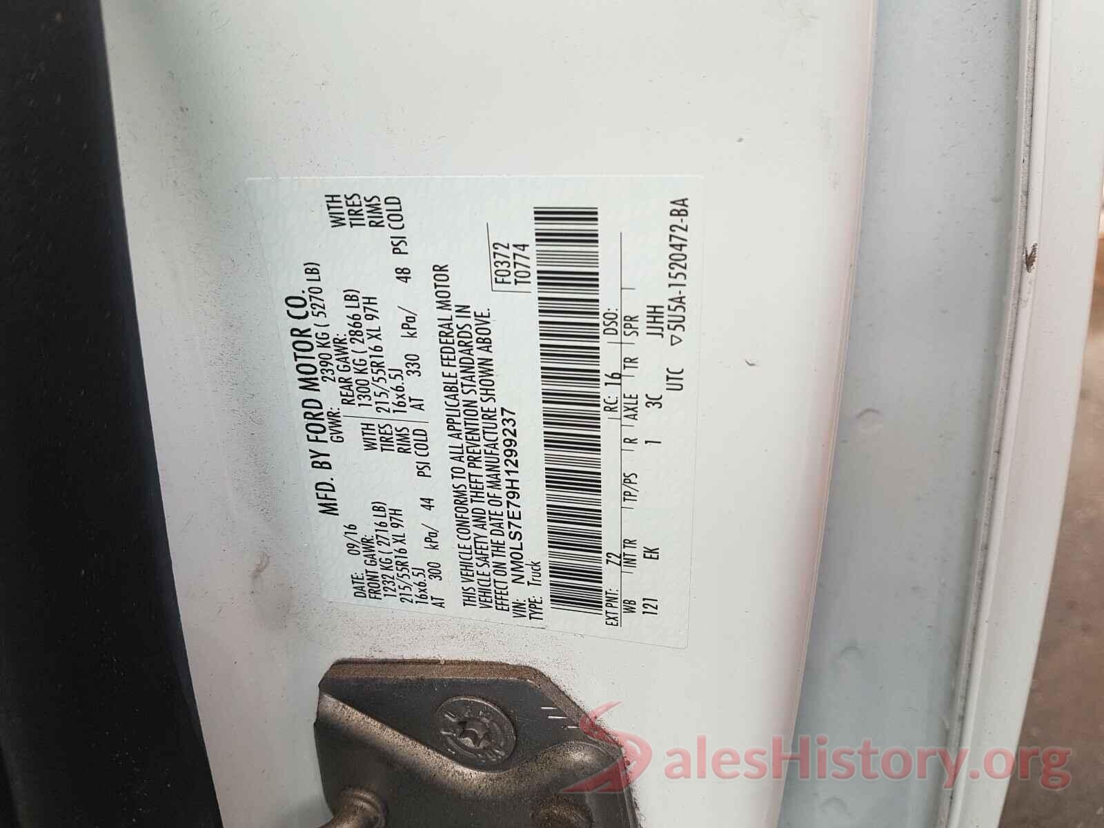 NM0LS7E79H1299237 2017 FORD TRANSIT CO