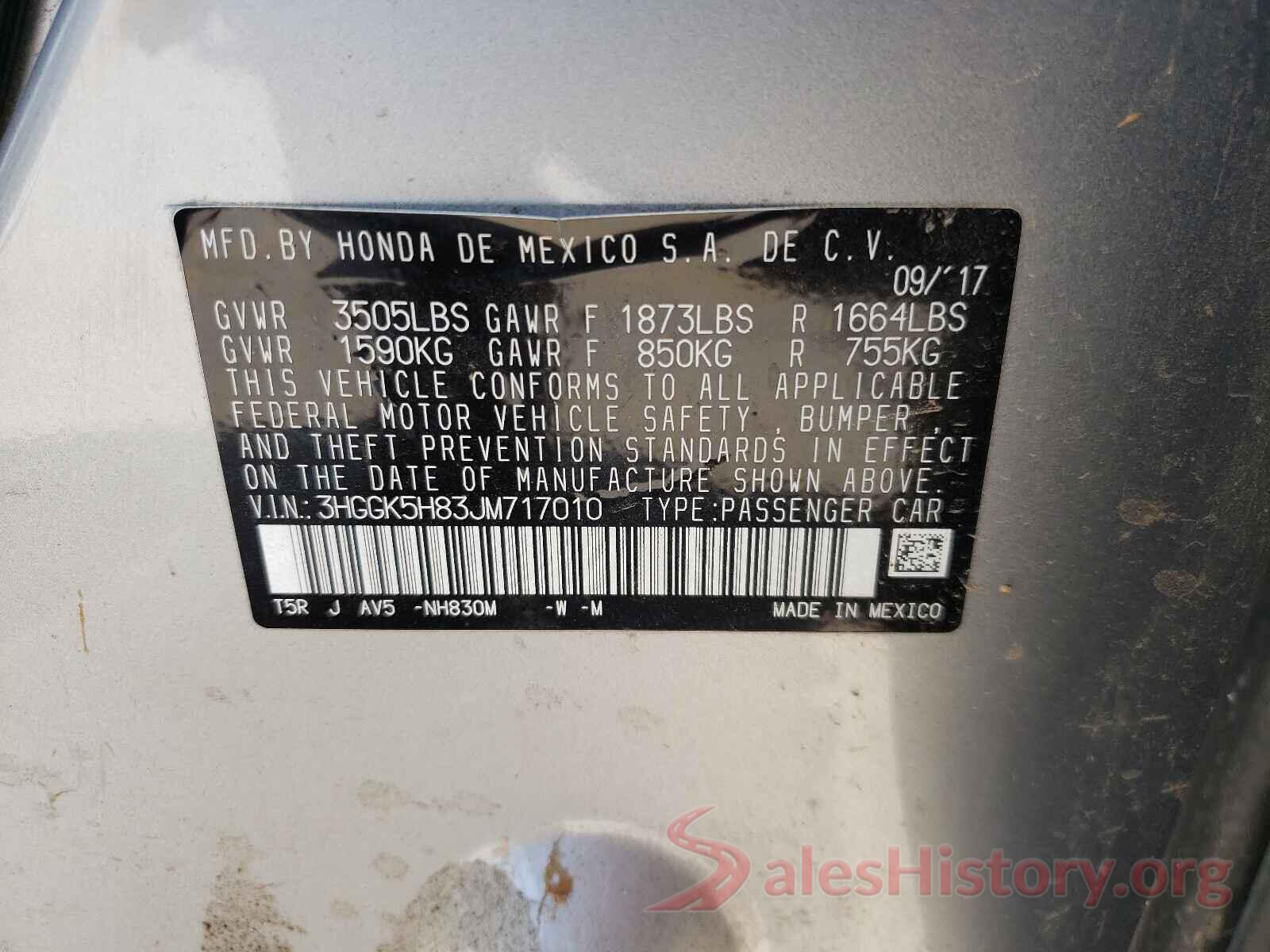 3HGGK5H83JM717010 2018 HONDA FIT