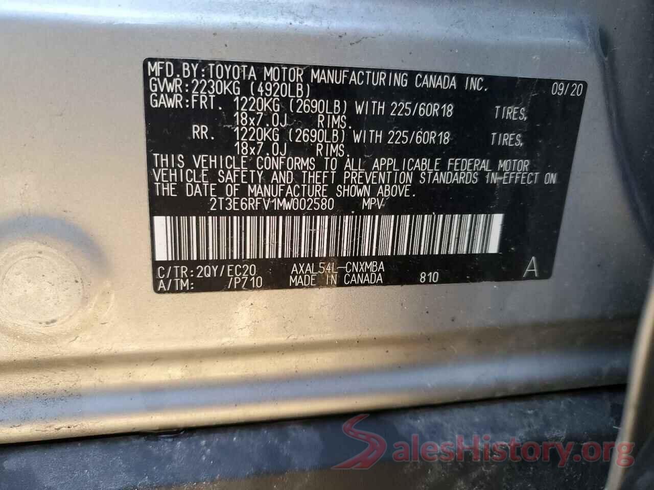 2T3E6RFV1MW002580 2021 TOYOTA RAV4