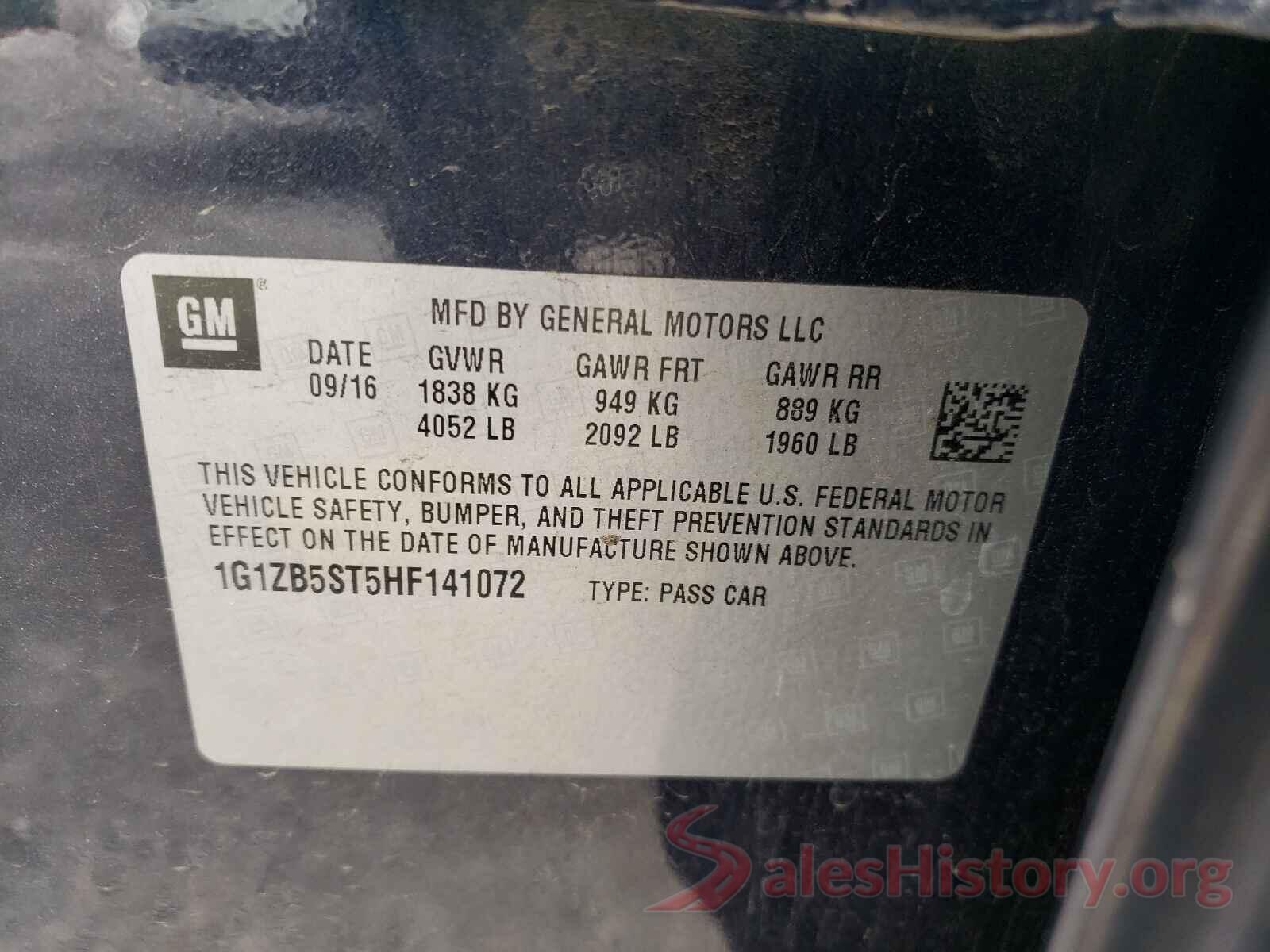 1G1ZB5ST5HF141072 2017 CHEVROLET MALIBU