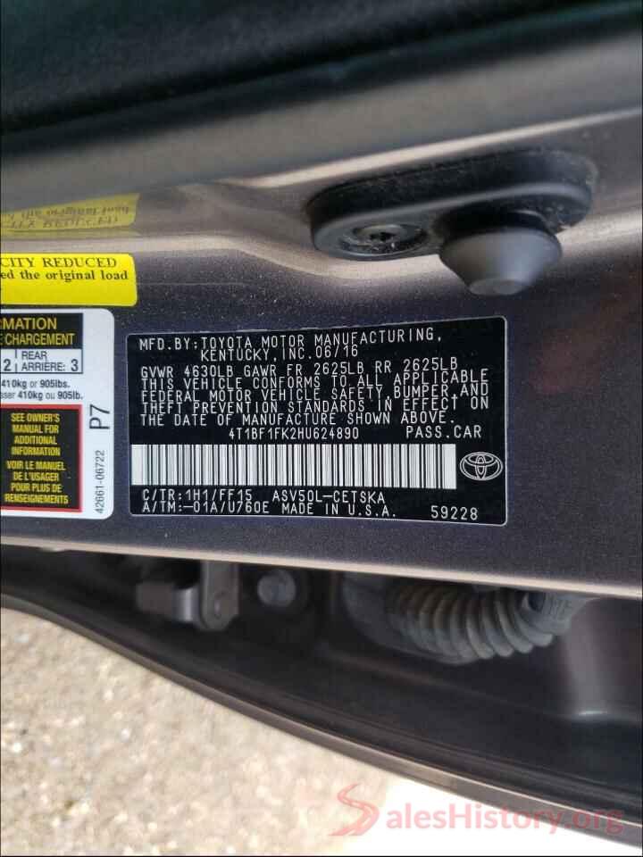 4T1BF1FK2HU624890 2017 TOYOTA CAMRY