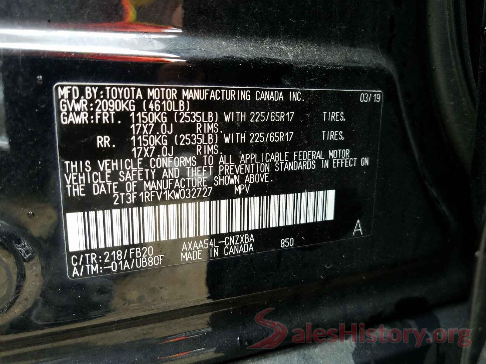 2T3F1RFV1KW032727 2019 TOYOTA RAV4