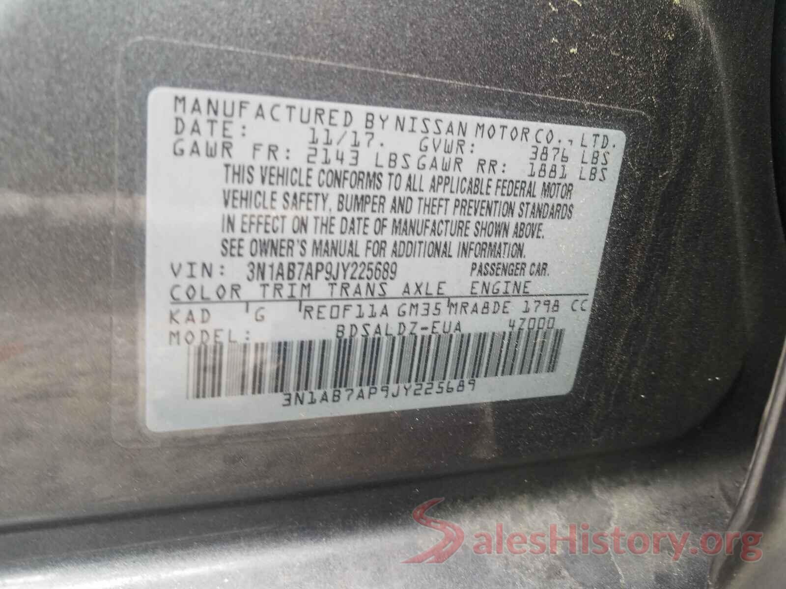 3N1AB7AP9JY225689 2018 NISSAN SENTRA