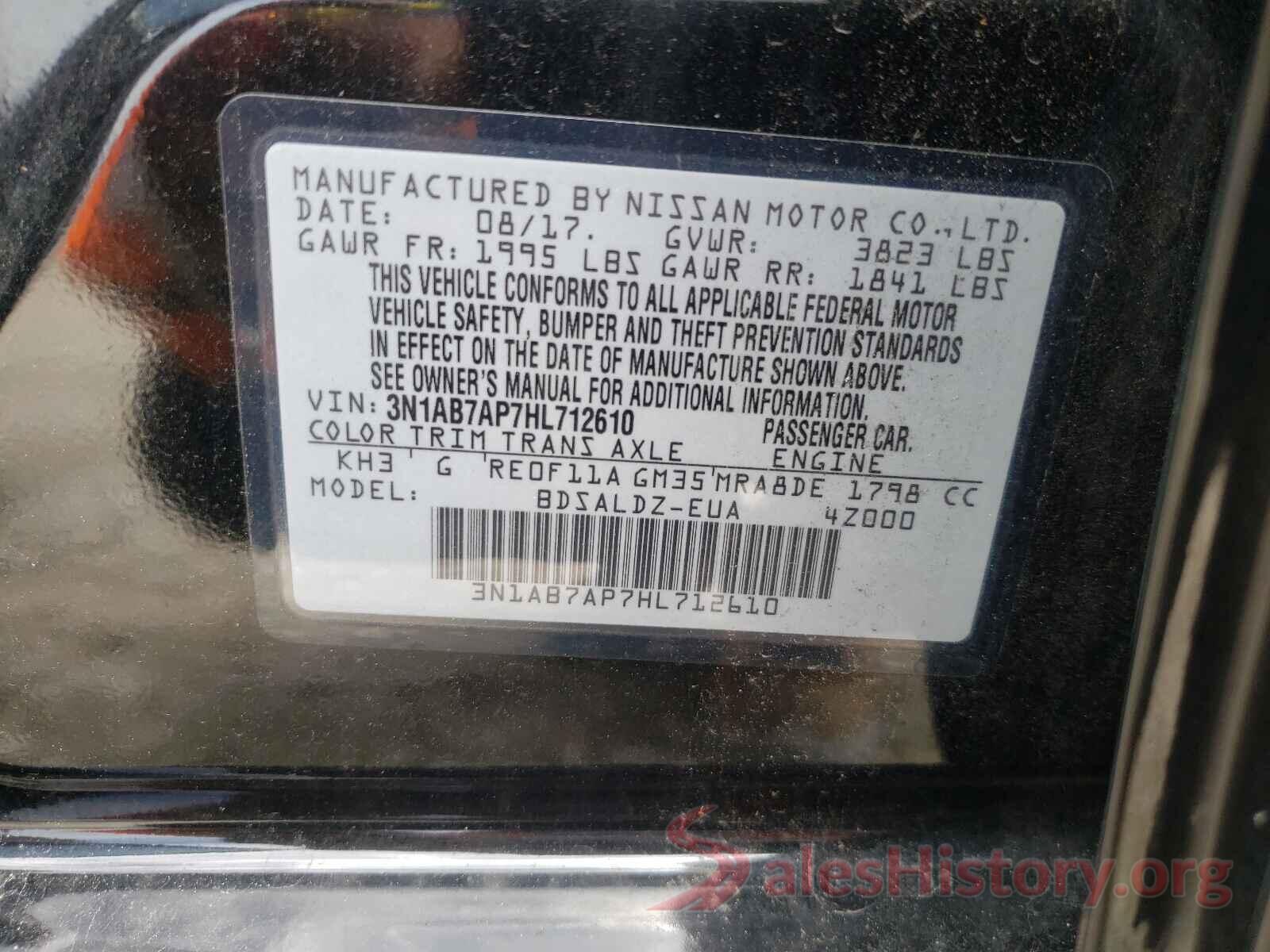 3N1AB7AP7HL712610 2017 NISSAN SENTRA